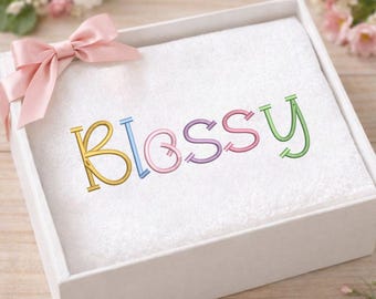 Blossy Satin Embroidery Font, Thin Script (BX Included, Instant Download)