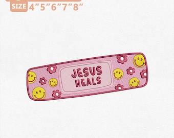 Desenho de bordado "Jesus cura" para curativo, arquivo de bordado da fé cristã, bordado à máquina com versículo bíblico, presente para camiseta da igreja, download instantâneo