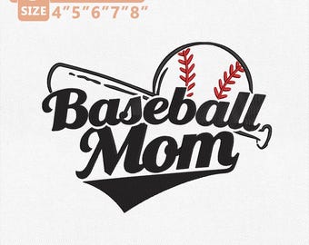 Baseball Mom Embroidery Design, Baseball Mom Shirt Embroidery File, Sports Mom Machine Embroidery, Team Mom Game Day Instant Download