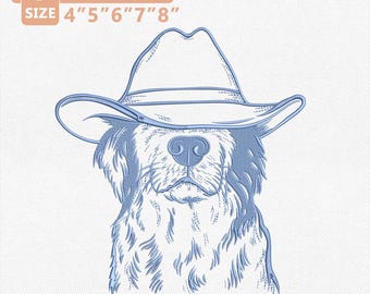 Golden Retriever Cowboy Embroidery Design, Dog With Cowboy Hat Embroidery File, Western Dog Machine Embroidery, Dog Mom Instant Download