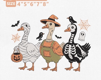 Spooky Goose Embroidery Design, Halloween Goose Embroidery File, Goose Costume Machine Embroidery,Mummy Skeleton Fall Shirt Instant Download