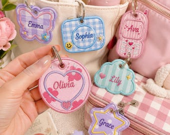 Set of 9 Y2K Bag Charm ITH Applique, Retro 2000s Purse Charms, Cute Backpack Accessories, In The Hoop Embroidery, Instant Download