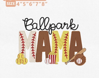 Design de bordado "Mamãe do Estádio", Arquivo de bordado "Mamãe do Beisebol", Bordado à máquina "Mãe do Softball", Download instantâneo para camiseta de mãe esportista