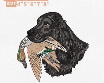 Hunting Dog With Duck Embroidery Design, Labrador Retriever Embroidery File, Duck Hunting Machine, Waterfowl Hunter Instant Download
