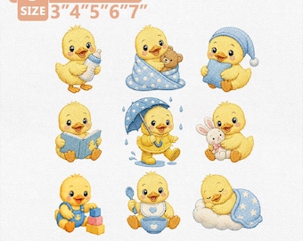 Baby Duckling Embroidery Bundle, Cute Duck Machine Embroidery Designs, Duckling Nursery, Baby Boy Girl, Baby Shower Gift, Instant Download
