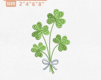 3 Leaf Clover Bouquet Embroidery File, Lucky Shamrock Design, St. Patricks Day, Instant Download, Leaf Clover Embroidery, Embroidery File