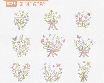 Wildblumenwiese Maschinenstickerei,Cottagecore Boho Bundle, Wildblumenwiese Stickdatei, Wildblumen Wiese Maschinenstickerei