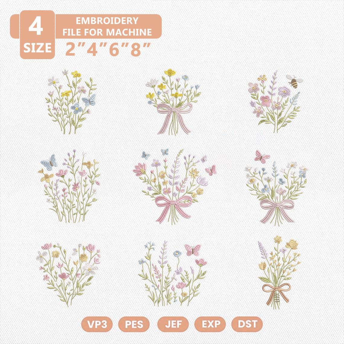 Wildflower Meadow Machine Embroidery Designs, Cottagecore Boho Bundle ...