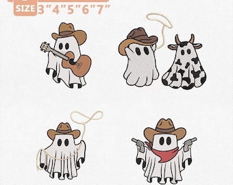 Western Ghost Embroidery Design, Cowboy Ghost Embroidery File, Cowgirl Halloween Machine Embroidery,Rodeo Spooky Fall Shirt Instant Download