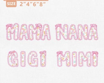 Desenho de bordado aplique "Mamãe", Pacote de apliques "Mamãe", Arquivo de bordado "Mamãe", Desenho de letras "Mamãe", Arquivo DST para bordado, Bordado à máquina