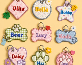 ITH Dog Paw Pet Tag Applique Set of 9, In The Hoop Pet Luggage Tag Embroidery File, Blank Name Tag, Pet Embroidery Design, Instant Download