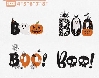 Boo Halloween Embroidery Design, Halloween Boo Embroidery File, Ghost Pumpkin Skull Machine Embroidery, Spooky Letter Shirt Instant Download