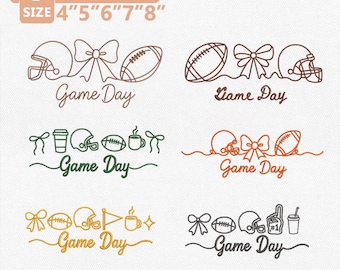 Paquete de diseños de bordado "Coqueta de fútbol", archivo de bordado "Lazo para el día del partido", bordado "Casco de fútbol", diseño para mamás deportistas (descarga instantánea)