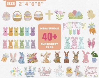 40+ MEGA BUNDLE Easter Embroidery Designs, Bunny & Egg Machine Embroidery File, Easter Embroidery Designs, Machine Embroidery Easter Designs
