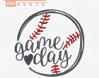 Baseball Spiel Tag Stickdatei, Baseball Spieltag Baseball Maschinenstickerei, Baseball Mama Shirt Sofort Download