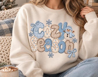 Cozy Season Winter Applique, Snowman Machine Embroidery Digital File