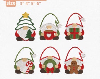Christmas Gnome Ornament Embroidery Design Bundle, ITH Applique Embroidery File, Festive Holiday Decor Machine File, Instant Download