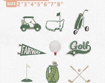 Mini Golf Embroidery Design Bundle, Golf Icons Embroidery File, Golf Cart Bear Club Machine Embroidery, Golfer Dad Shirt Instant Download