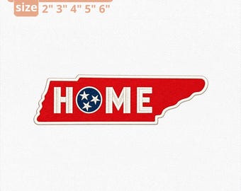 Design de bordado para casa do Tennessee, emblema Tristar vermelho, branco e azul (download digital)