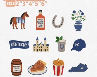Kentucky State Embroidery Design Bundle, Kentucky Embroidery File, Bluegrass Collection, Horse Country, Southern Art, Gift, Instant Download