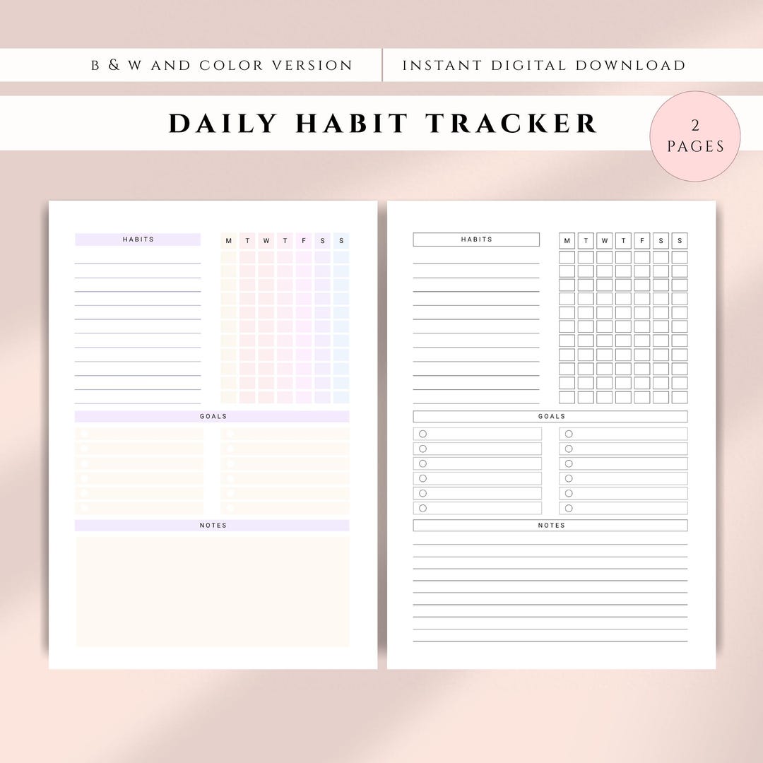 Habit Tracker Printable Bundle | Minimal Planner Pages | A4 & US Letter ...