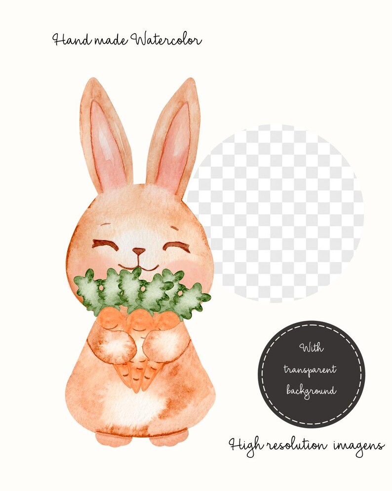 Bunny Baby Watercolor Clipart Bundle PNG | Easter Bunny Cute ...