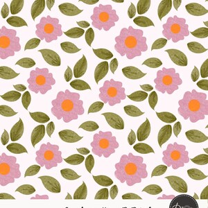 Pink Floral Seamless Pattern, Retro Flower Digital Paper, Cottagecore Fabric Print, Nursery Wallpaper Design, Vintage Floral Pattern PNG