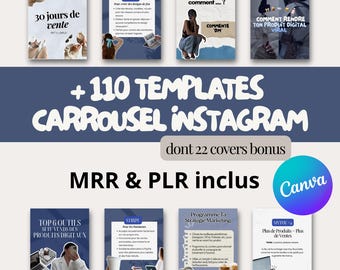 111 BLUE Instagram Carousel Templates | Canva French Pack | Designers & Entrepreneurs