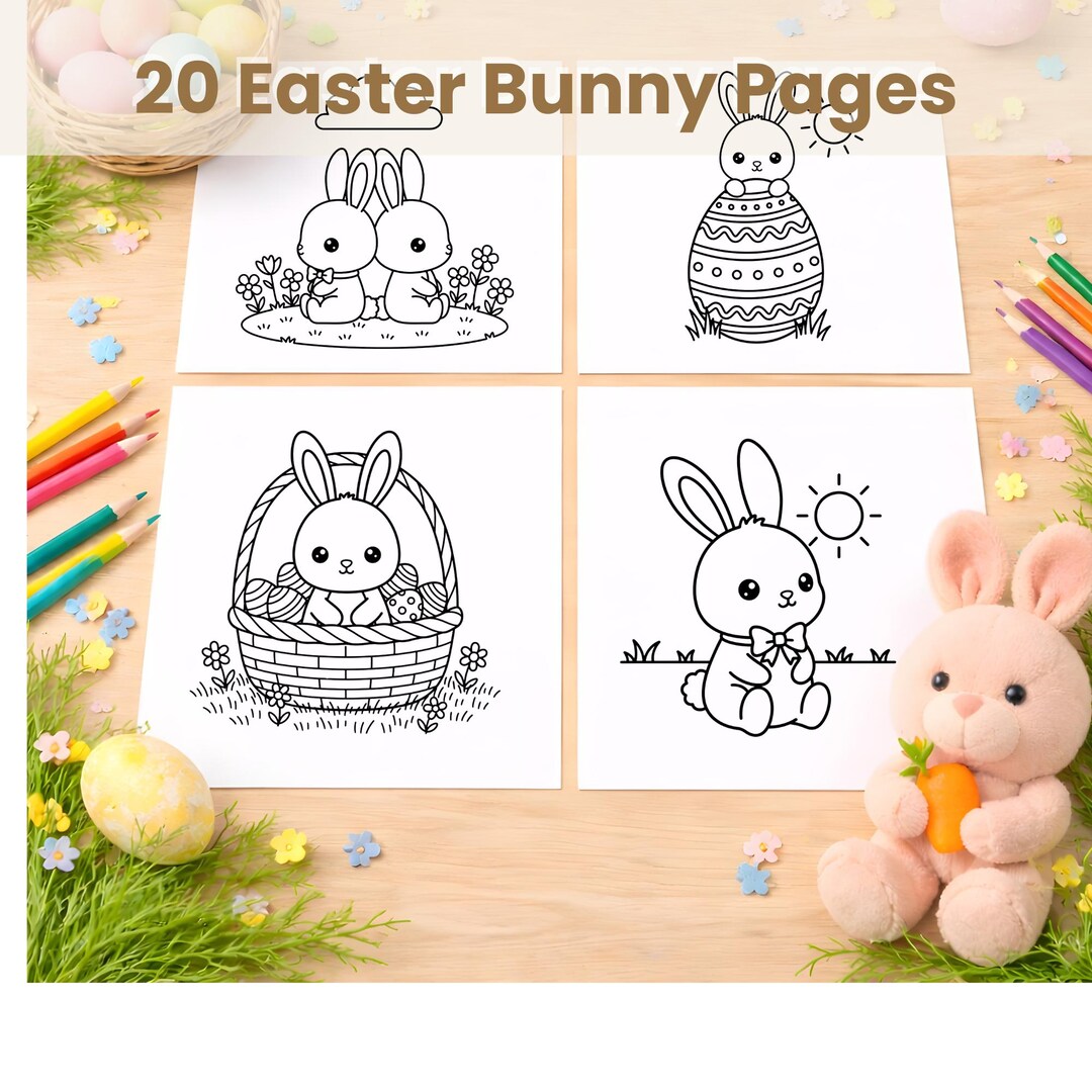 Easter Bunny Coloring Pages for Kids | Cute Easter Coloring Sheets for ...