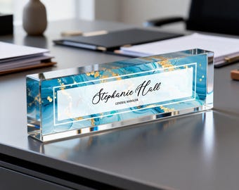 Personalized Acrylic Desk Name Plate, Custom Office Decor