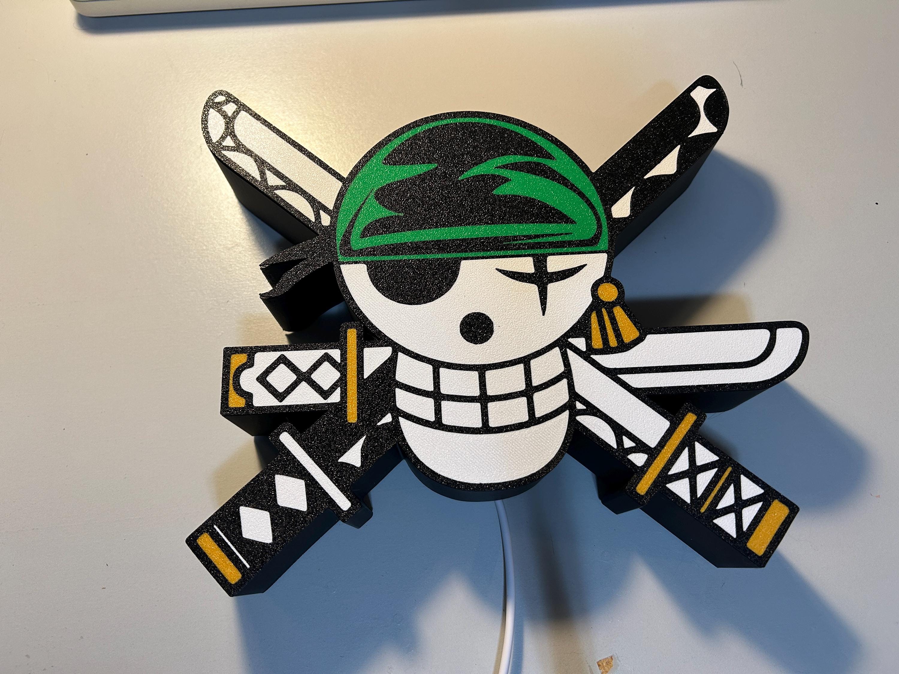 One Piece Inspired - Zoro's Jolly Roger 3D Printed LED Sign - Etsy