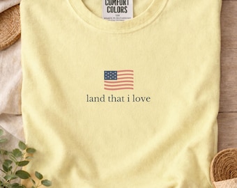 Chemise patriotique pour femme, chemise Amérique, chemise 4 juillet, t-shirt couleurs confort, t-shirt graphique américain vintage, chemise terre que j'aime
