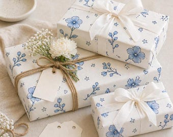 Rollo de papel de regalo floral, papel de regalo para bodas, papel de regalo para cumpleaños, papel de regalo para baby shower, bonito papel floral, papel de regalo para él