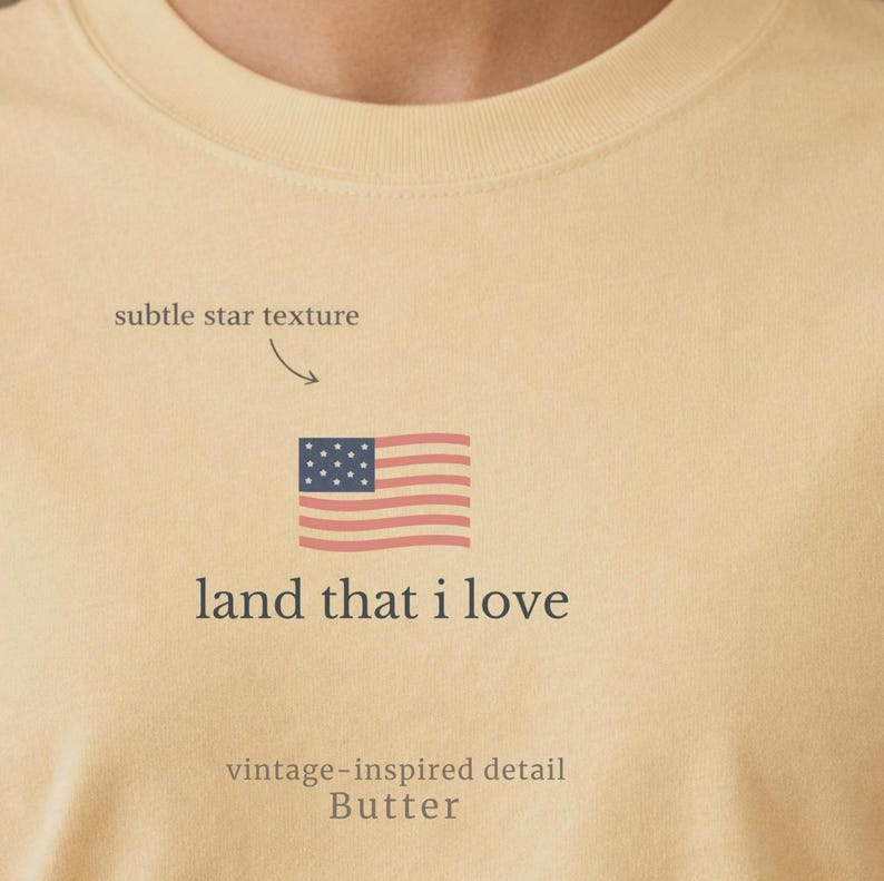 Cute American Flag Shirt, Land That I Love Tee, Subtle Patriotic Shirt, Comfort Colors Tee, Vintage USA Shirt, Casual Summer Outfit image 7