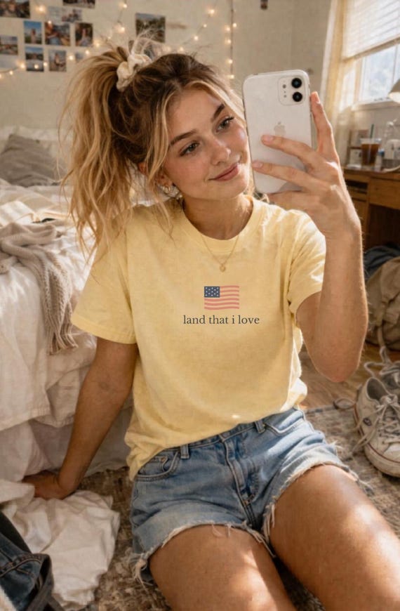 Cute American Flag Shirt, Land That I Love Tee, Subtle Patriotic Shirt, Comfort Colors Tee, Vintage USA Shirt, Casual Summer Outfit