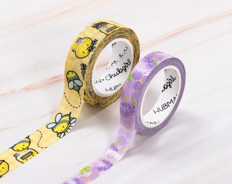 H&C Hubman and Chubgirl "Honey Lavender" 15mm/10mm Washi Tapes - Set of 2 - Samples (50cm) of each design