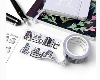 TCMC TheCoffeeMonsterzCo A Spooky Bookshelf 1" 2024 Halloween Collection Washi Tape Sample (50cm)