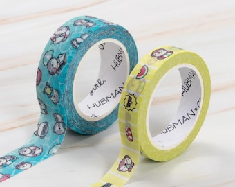 H&C Hubman and Chubgirl "Summer Otters" 15mm/10mm Washi Tapes - Set of 2 - Samples (50cm) of each design