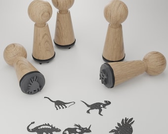 Dinosaurier Stempelset - Kreative Geschenkidee mit magischen Motiven für Kinder - Hochwertige Holzstempel für die eigene Dino-Welt