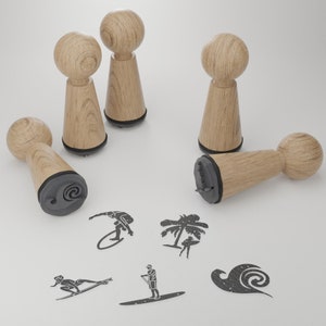 Jeu de tampons Surf - Tampons sur le thème de la plage pour travaux manuels et cadeaux, planche de surf, vagues, palmiers - Apportez des vagues de créativité à vos projets !