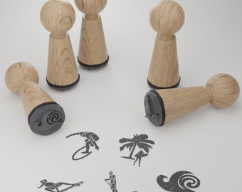 Juego de sellos de surf - Sellos con temática de playa para manualidades y regalos, tabla de surf, olas, palmeras - ¡Trae olas de creatividad a tus proyectos!