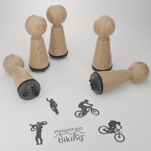 Set di timbri per mountain bike - 5 bellissimi e magici timbri per cartoline, album e regali creativi - Emozioni all'aria aperta!