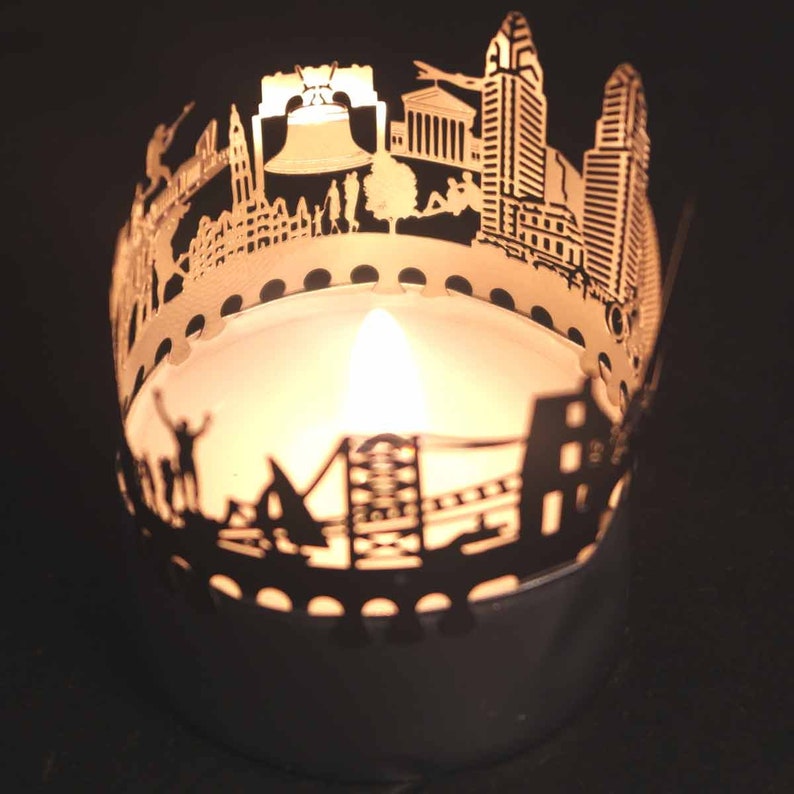 Philadelphia Skyline Shadow Play Lantern Candle Attachment, Souvenir Gift for Philly Fans, Silhouette Projection, Unique Home Decor image 6