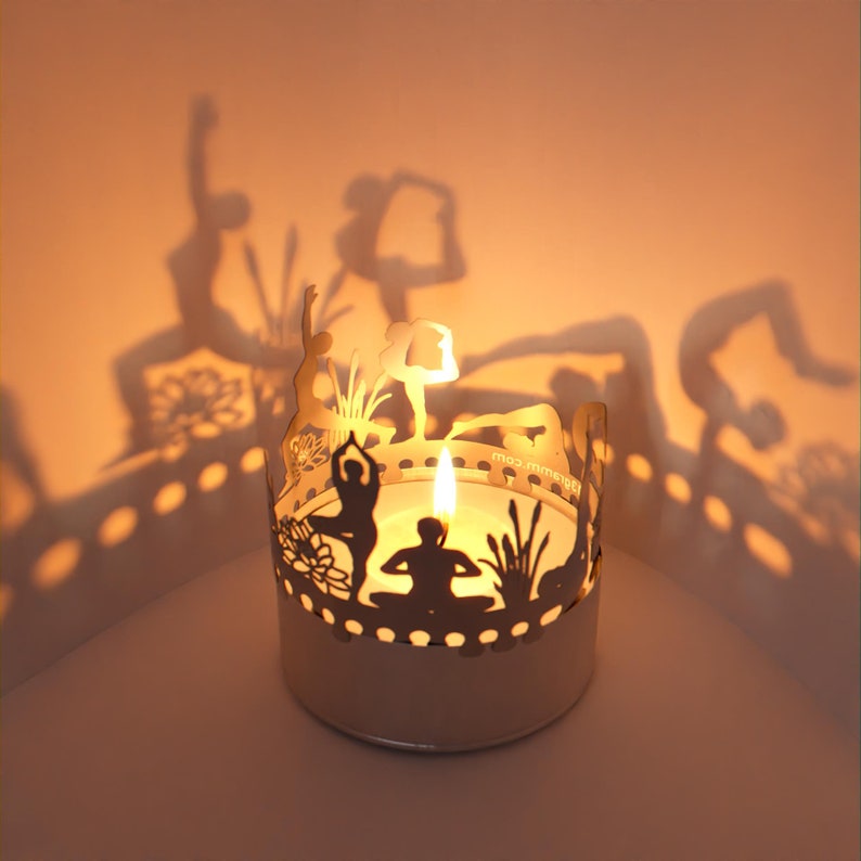 Yoga Shadow Play Candle Attachment Transform Your Space with Serene Motif Shadows Perfect Gift for Yoga Enthusiasts image 1