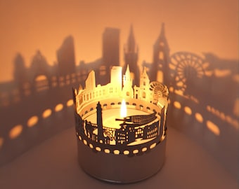 Birmingham Skyline Shadow Play - Captivating Candle Attachment, Souvenir Gift for Birmingham Fans