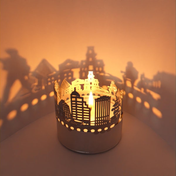 Memphis Skyline Shadow Play: Lantern Candle Attachment - Perfect Memphis Souvenir for Fans, Creating Enchanting Shadow Play!