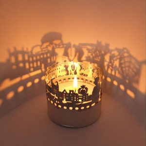 Windsor Skyline Schattenspiel - Einzigartiger Kerzenaufsatz für magisches Lichtspiel - Perfektes Souvenir für Windsor-Fans!