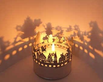 Attachement de bougie de jeu d'ombre de Noël - Silhouettes de vacances fascinantes pour un décor confortable - Cadeau parfait pour une atmosphère festive