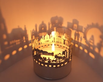 Vienna Skyline Shadow Play : bougie captivante pour un jeu d'ombres enchanteur - Souvenir parfait pour les amateurs de Vienne !