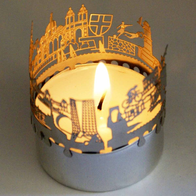 Marseilles candle votive skyline shadow play souvenir gift 3D stainless steel attachment for candles inc postcard